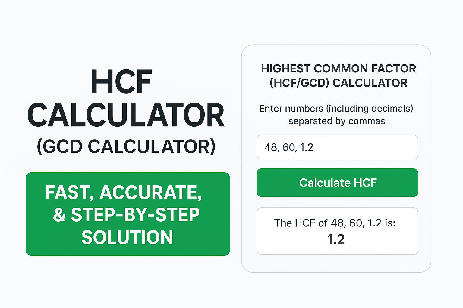 hcf calculator, gcd calculator, highest common factor calculator, hcf finder online, gcd finder tool, maths hcf tool, online hcf calculator, hcf of numbers, common divisor calculator