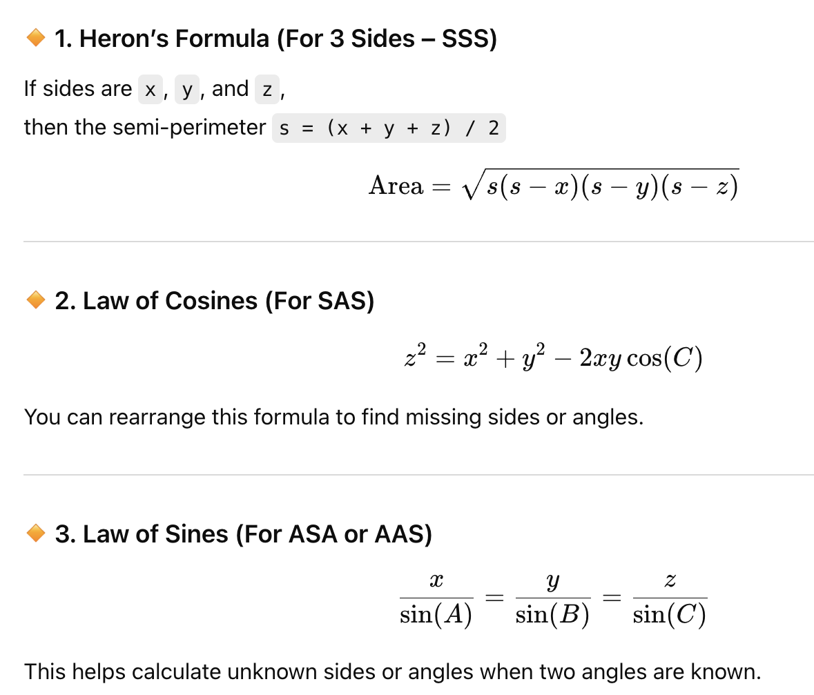triangle calculator formula