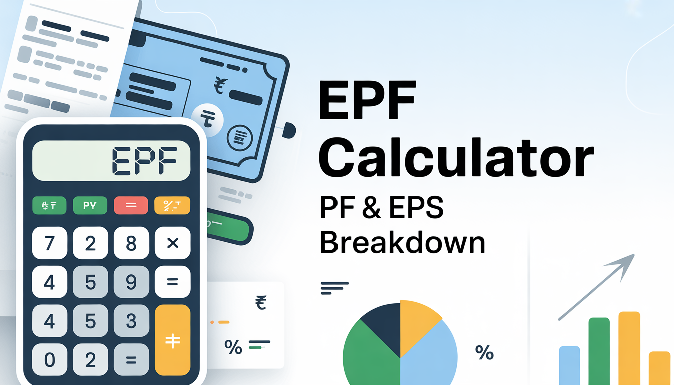 EPF calculator, PF calculator India, EPFO calculator, provident fund calculator, EPF contribution calculator, employer EPF EPS calculation, salary PF calculator, EPF pension calculator, PF deduction calculator, EPF breakup tool