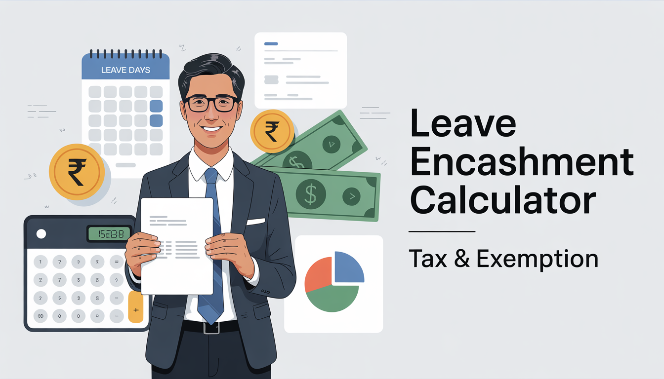 leave encashment calculator, leave encashment tax calculator, section 10(10AA), leave encashment exemption, retirement leave encashment, resignation leave encashment, government leave encashment, private employee leave encashment, earned leave calculator, leave salary calculation, tax on leave encashment fy 2024-25