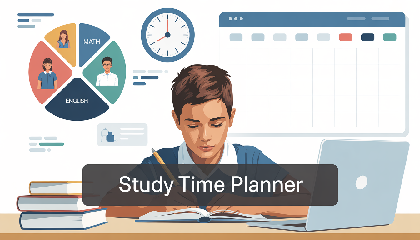 study time planner calculator, study planner online, subject wise study time calculator, exam study schedule generator, student time management tool, difficulty based study planner, study plan pdf generator, free study planner india